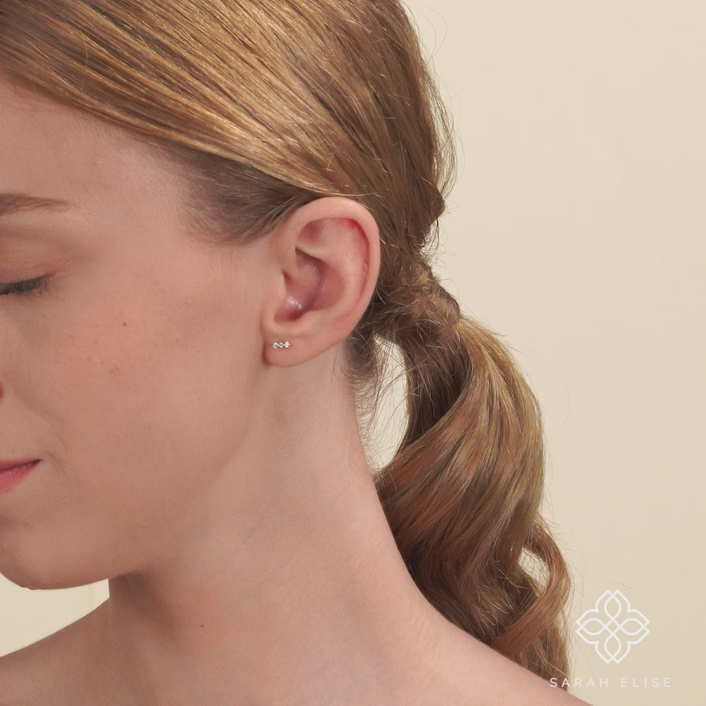 Small Multi Diamond Gold Earring studs in solid gold for her