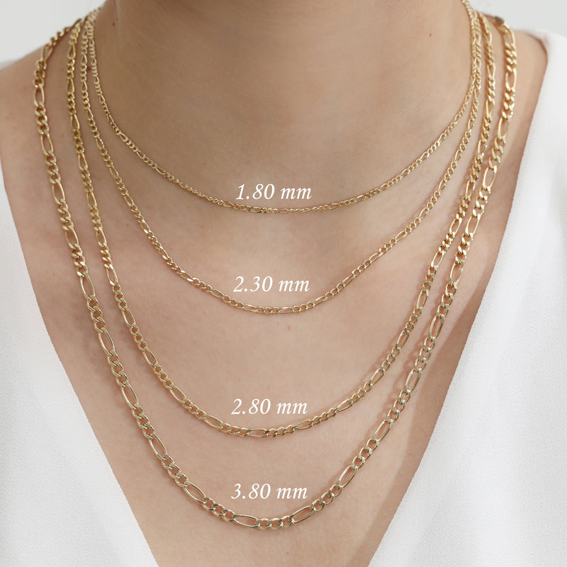 Plain gold figaro chain in various sizes