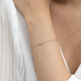 14k Solid Gold Diamond Ball station Bracelet