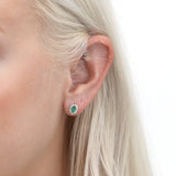 Handmade Gold Diamond Emerald stud Earrings