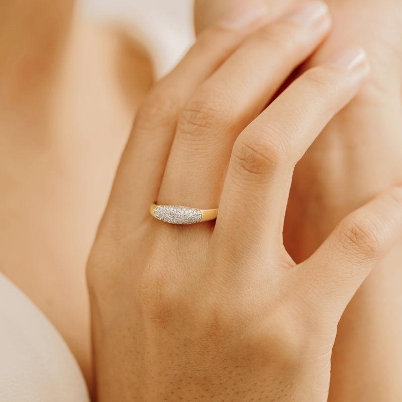 Handmade Gold and Diamond Dome Ring