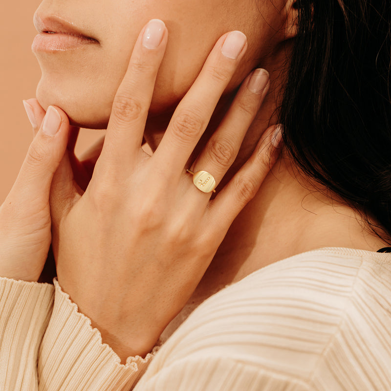 Handmade Natural Diamond Signet Ring