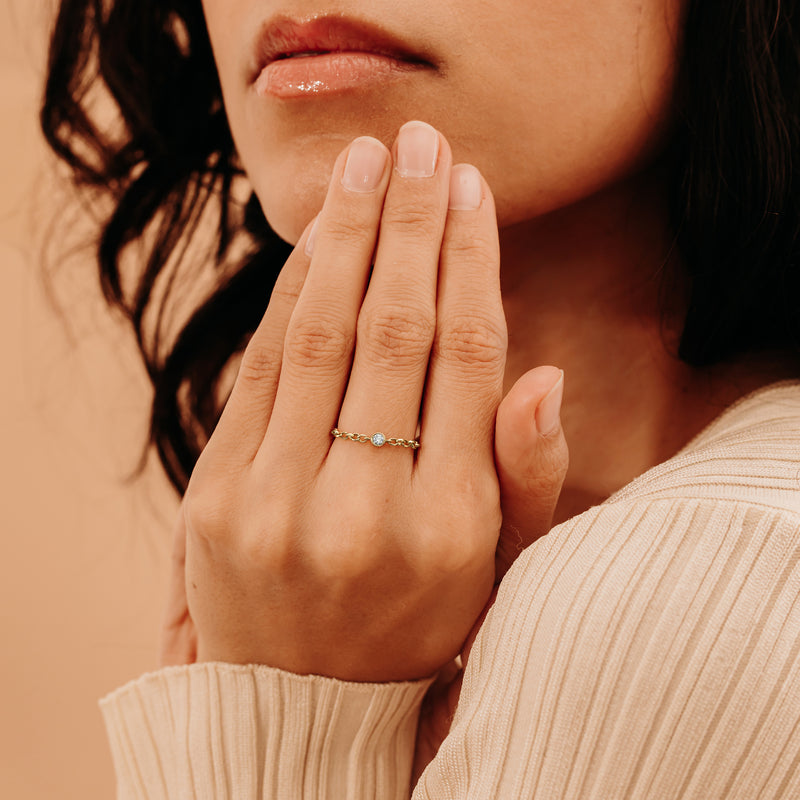 Handmade Dainty Diamond Chain Ring