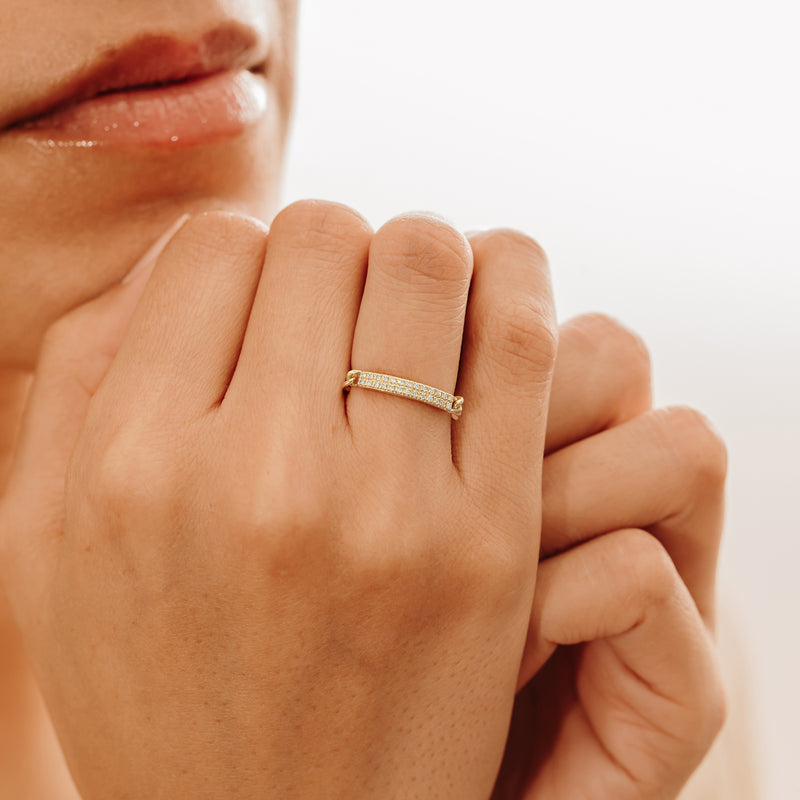 Handmade Diamond Bar Chain Ring