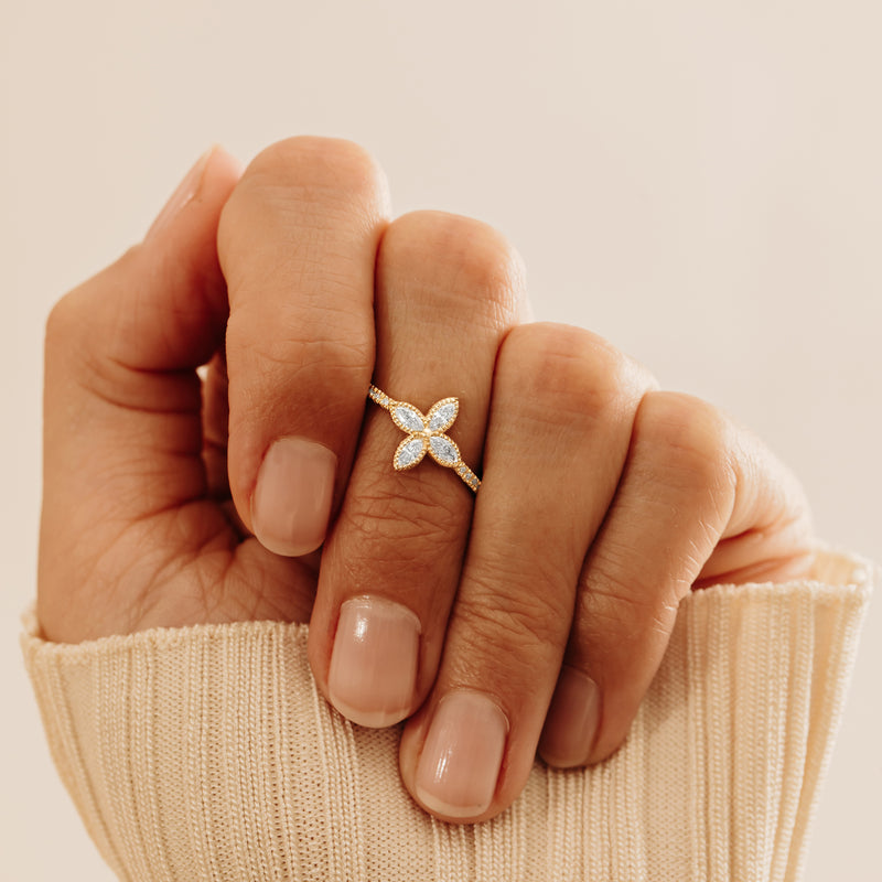 Handmade Diamond Clover Ring