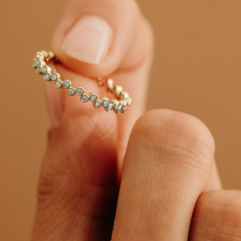 Handcrafted In Solid Gold April Birthstone Clear Diamond Band