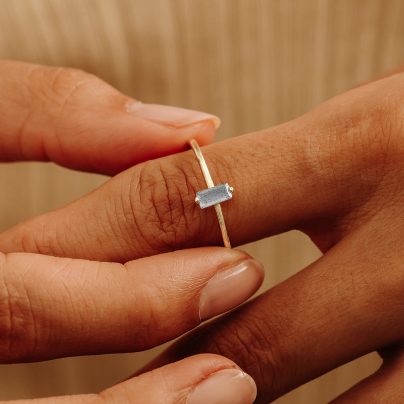 Handmade Baguette Labradorite Ring
