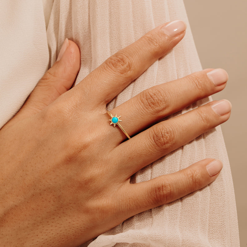 Solid Gold Turquoise Ring