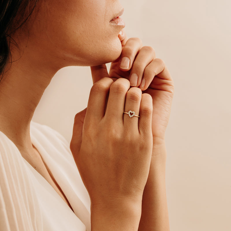 Small Heart Ring with Diamonds