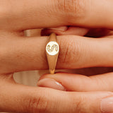 Handmade Diamond Signet Ring In Solid Gold