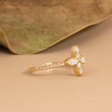 Minimalist Flower Ring with Full Cut Diamonds