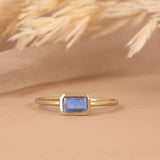 Gold Octagon Labradorite Ring