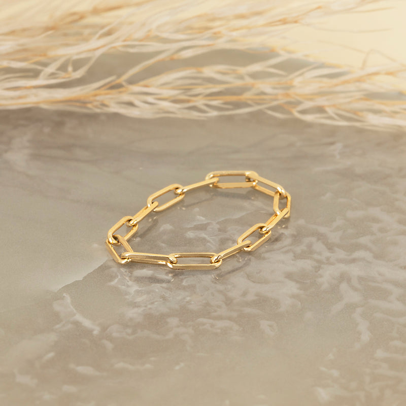 Solid Gold Paperclip Ring
