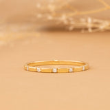 Ribbed Diamond Half Eternity Ring