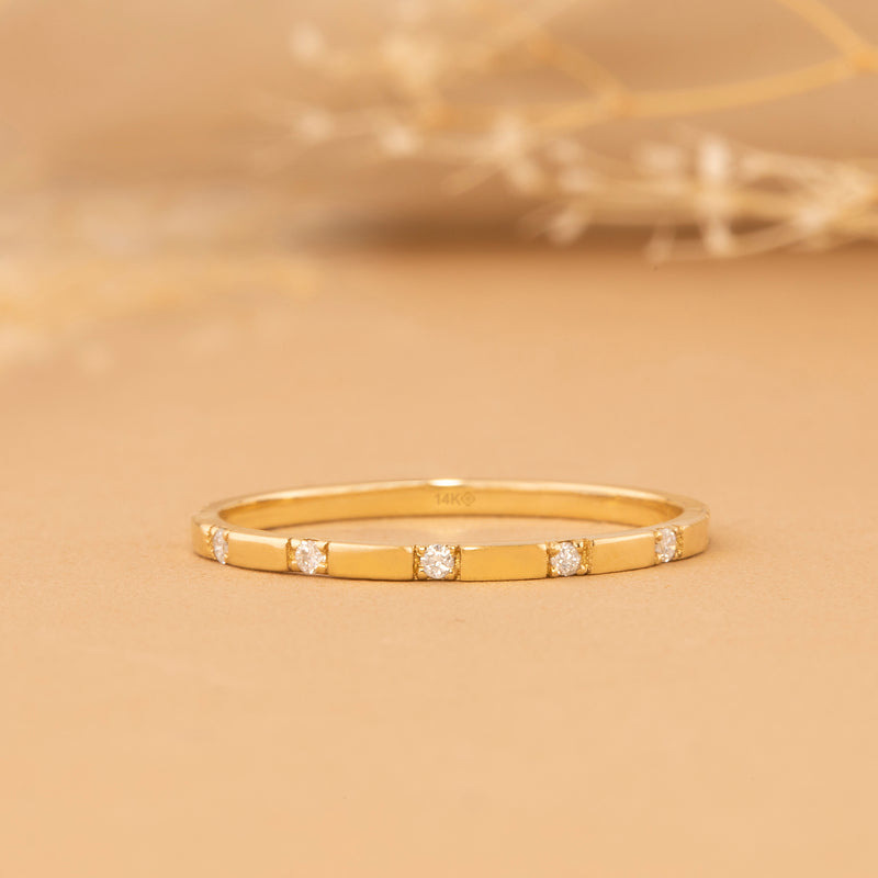 Ribbed Diamond Half Eternity Ring