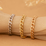 White Yellow Rose Gold Cuban Chain Rings