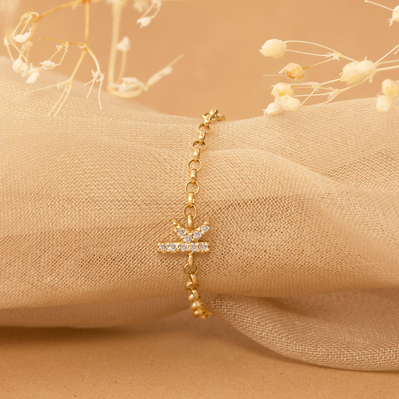 Yellow Gold Diamond Letter Ring