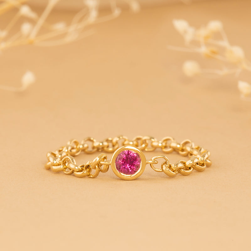 Minimalist Ruby Chain Ring