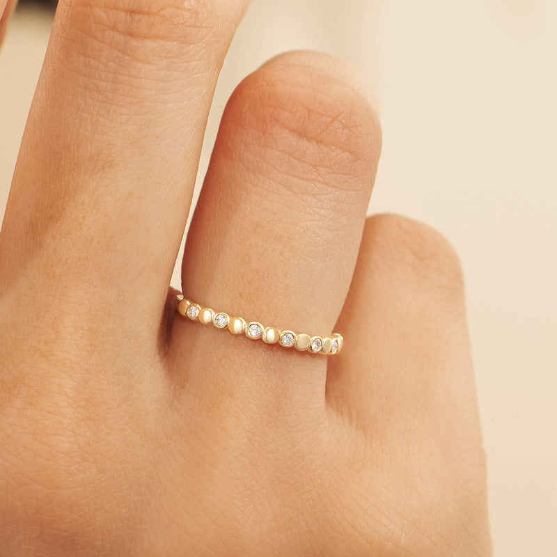 Yellow Gold Stacking Band with Diamonds