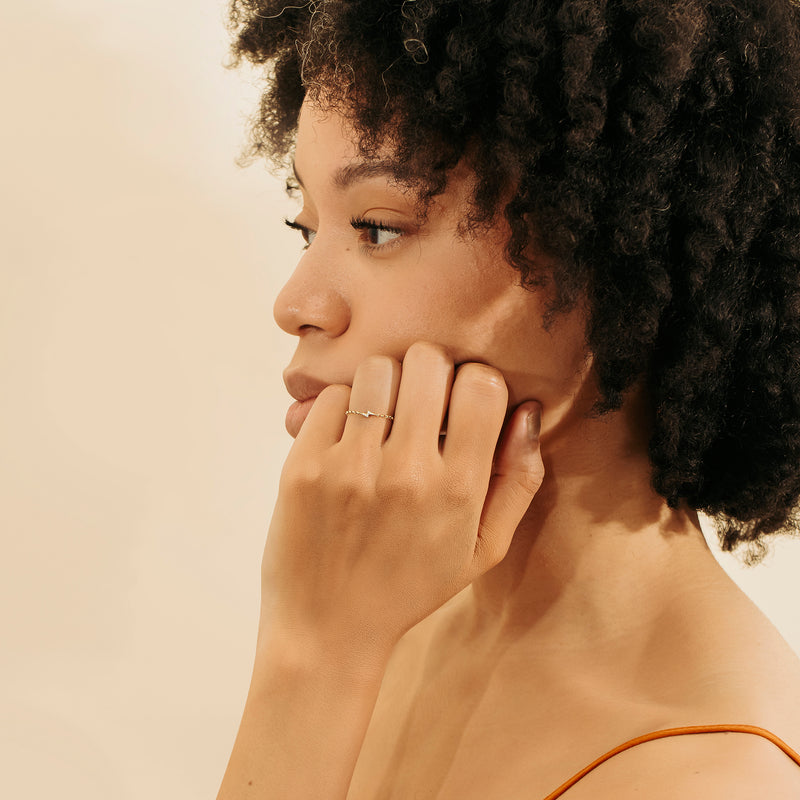 Rose Gold Diamond Lightning Chain Ring