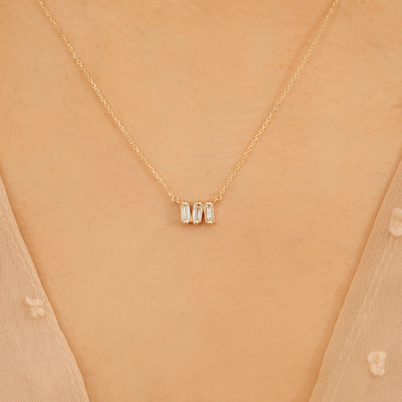 Dainty Baguette Diamond Necklace