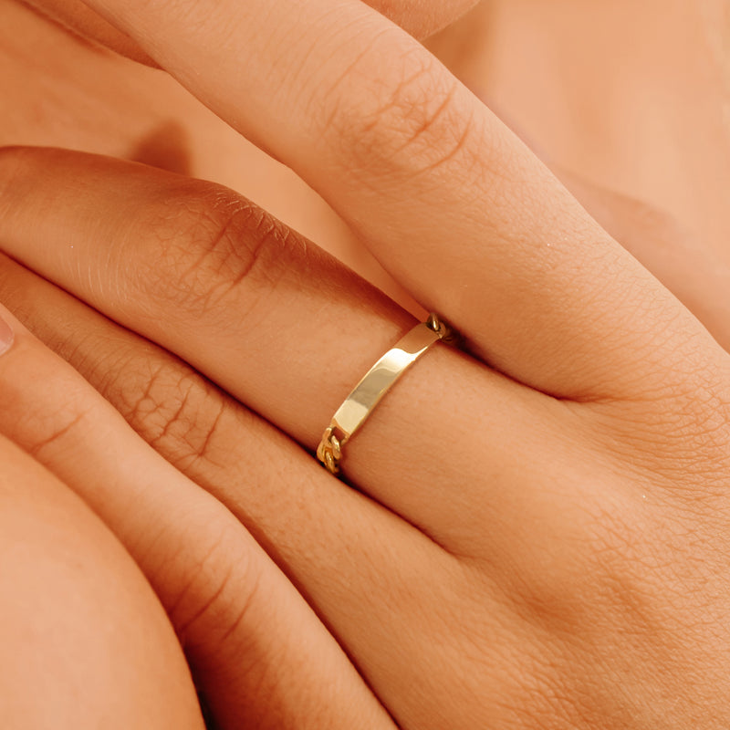 Gold Custom Name Chain Ring