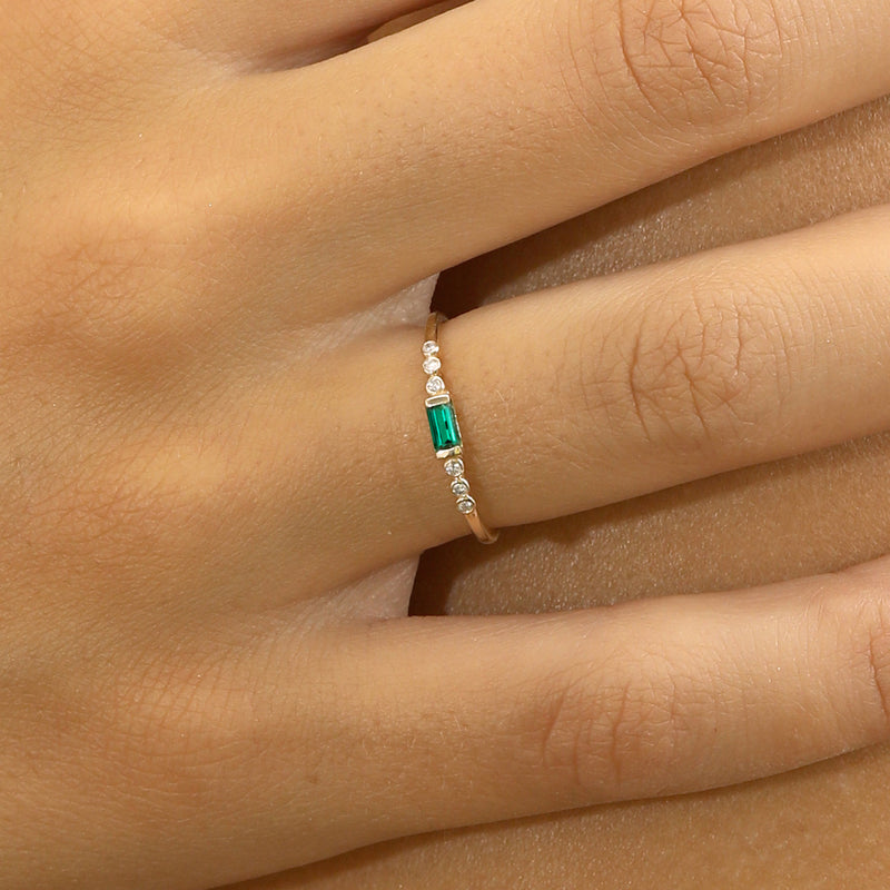 Handmade Emerald Diamond Ring