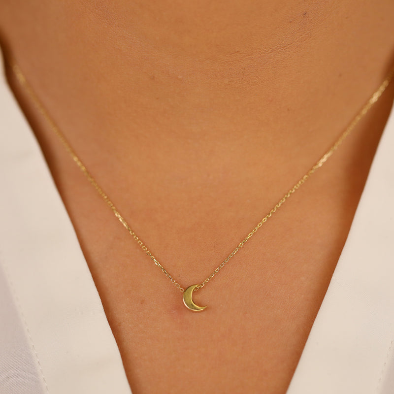 Simplistic Gold Moon Charm necklace