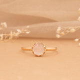 petite gold rose quartz ring