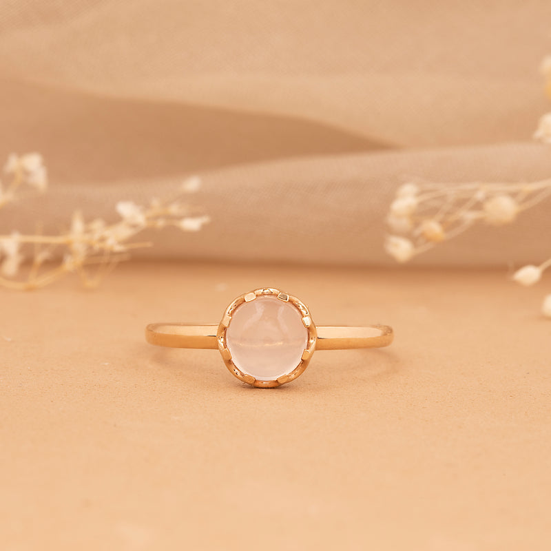 petite gold rose quartz ring