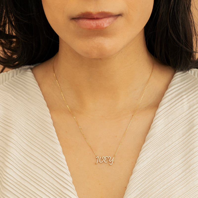 solid gold name necklace