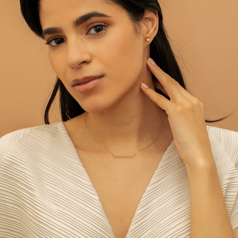 Dainty Diamond Bar Pendant