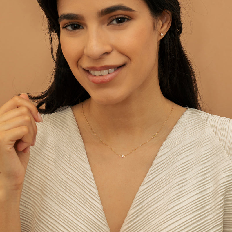 Dainty Diamond Gold Initial Necklace