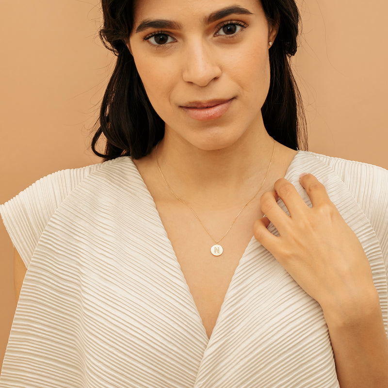 dainty Diamond Initial charm pendant Necklace
