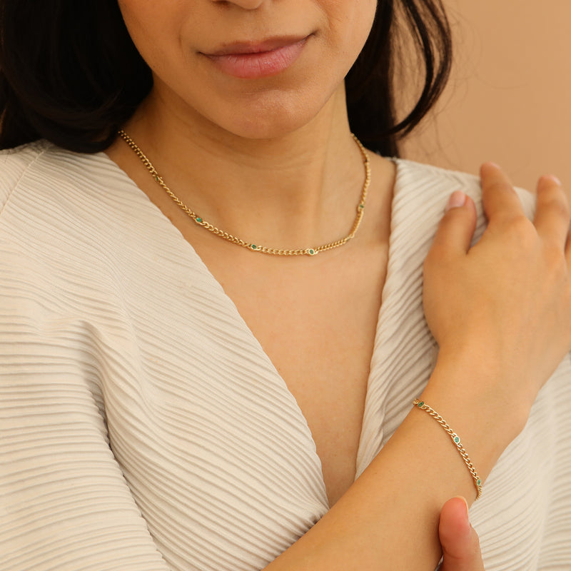 Cuban Chain Emerald Bracelet