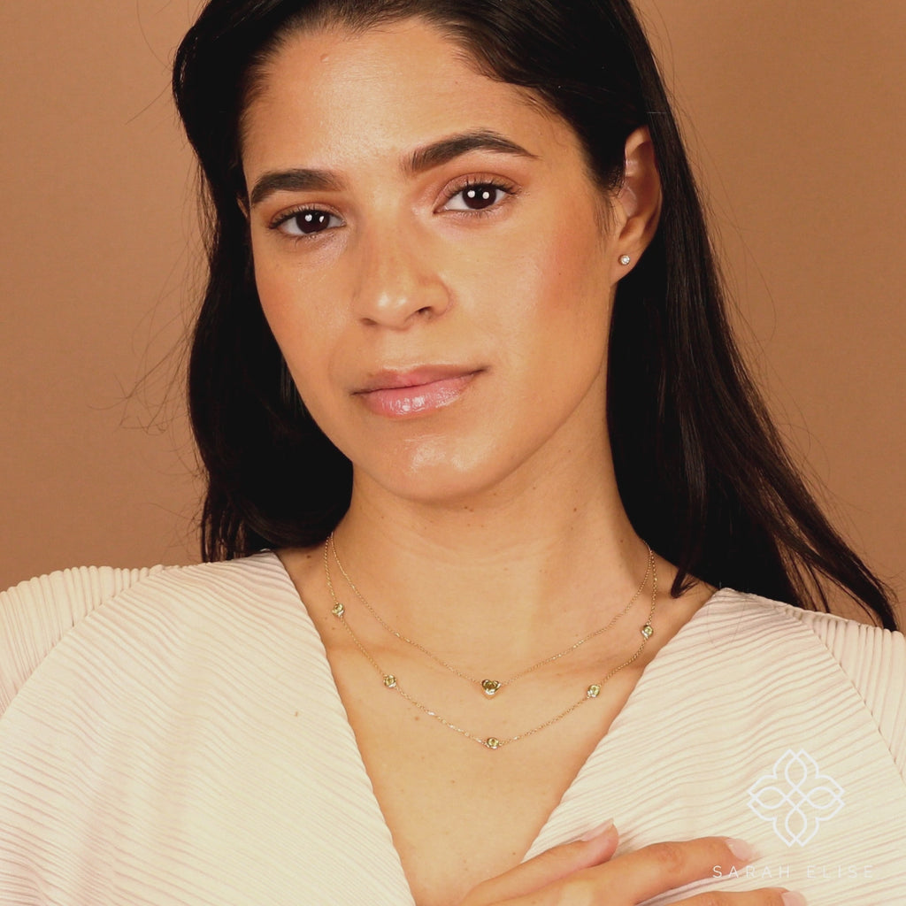 Solid Gold Peridot Gemstone Necklace