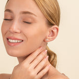 7 Petals Diamond Flower Stud Earrings in Solid Gold for Her