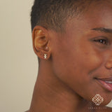 Natural Black and White Diamond Bear Studs