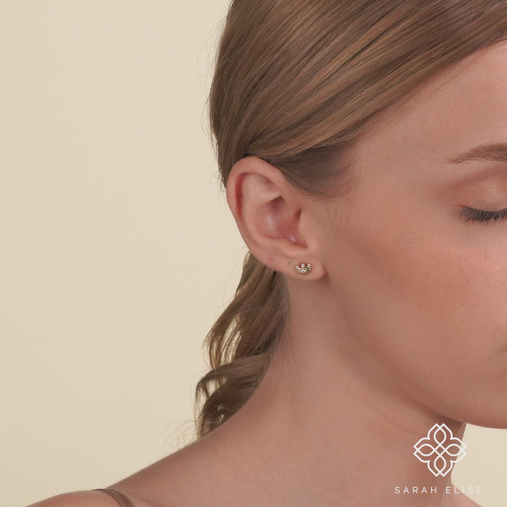 Gold Protection Eye Earring studs with Natural Diamonds for her