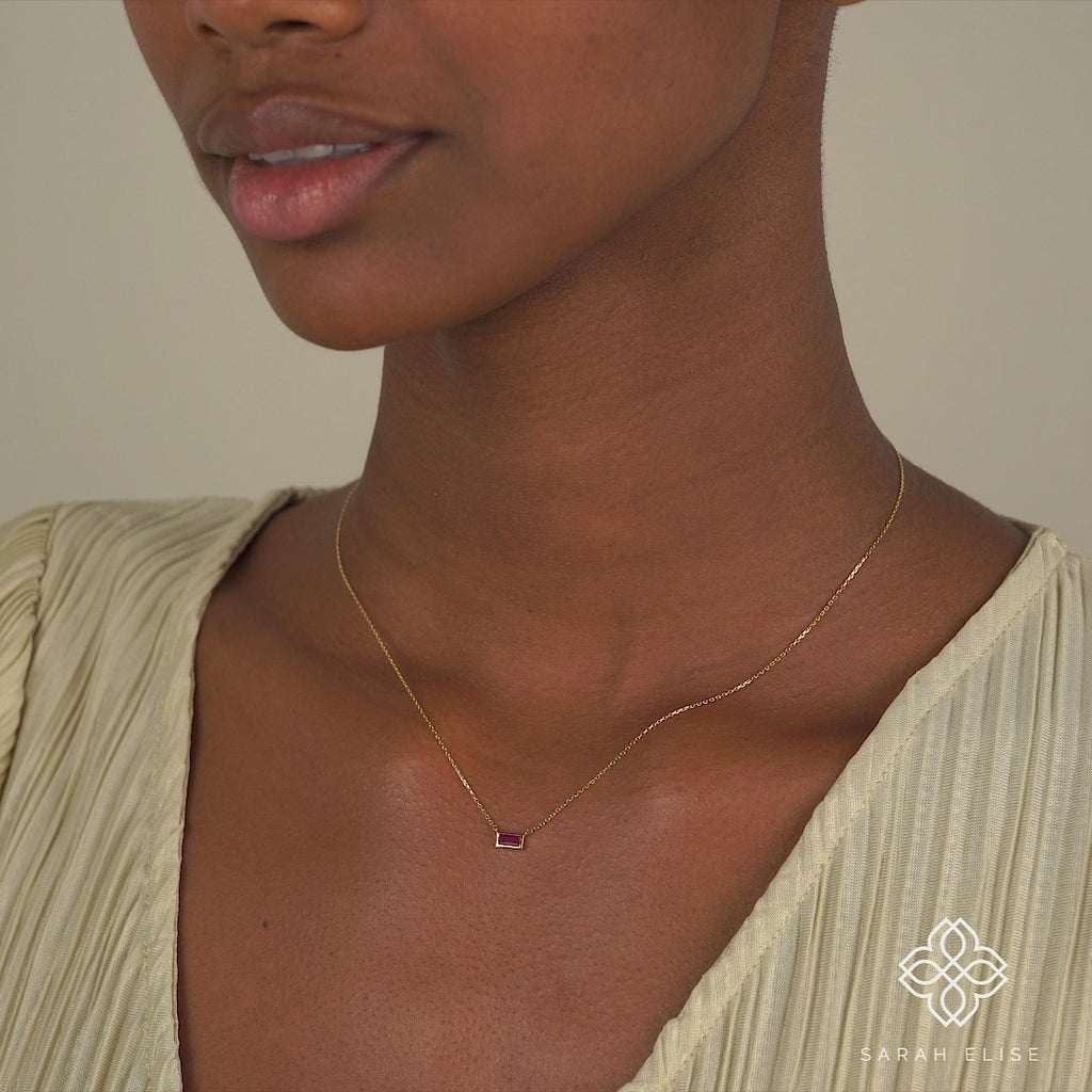 dainty Ruby Minimalist Necklace for her
