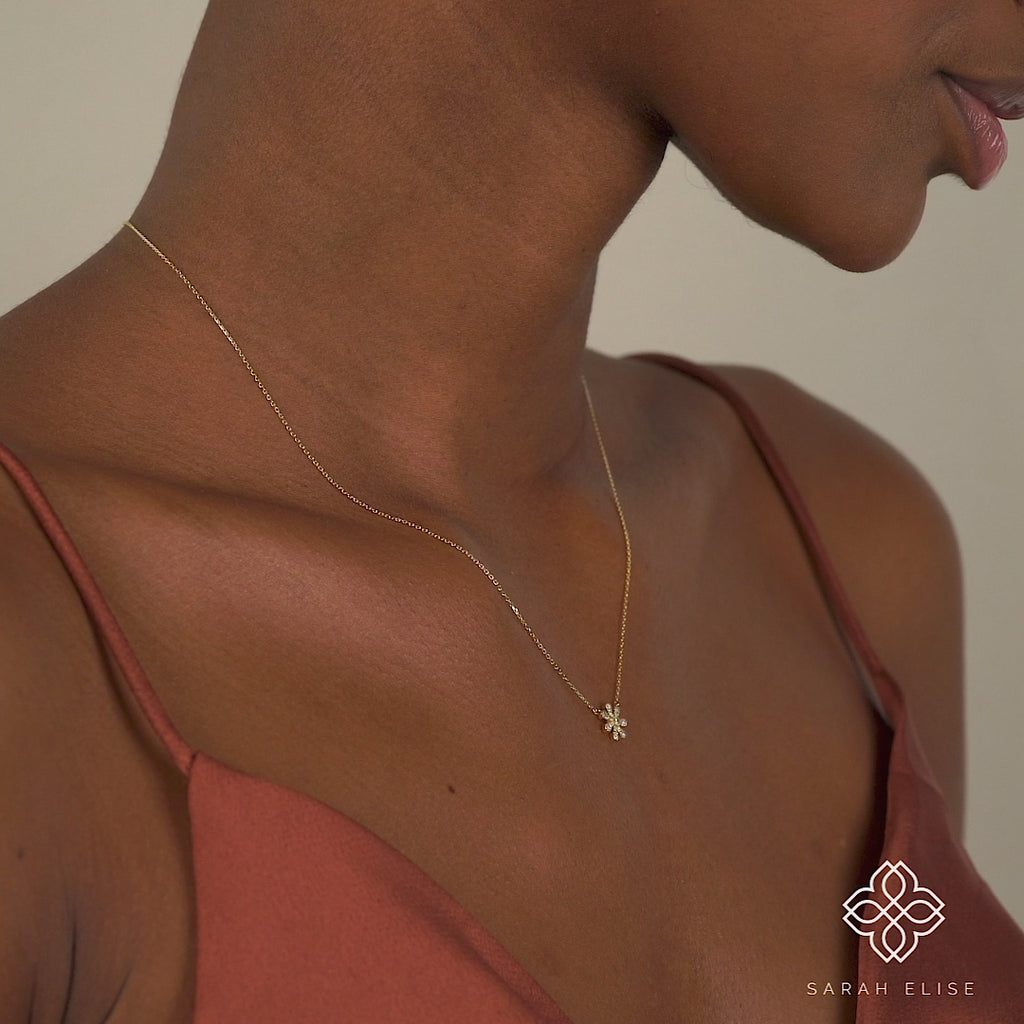 petite diamond Flower Necklace for her