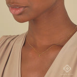 Mini Plain beaded cross Necklace in solid gold