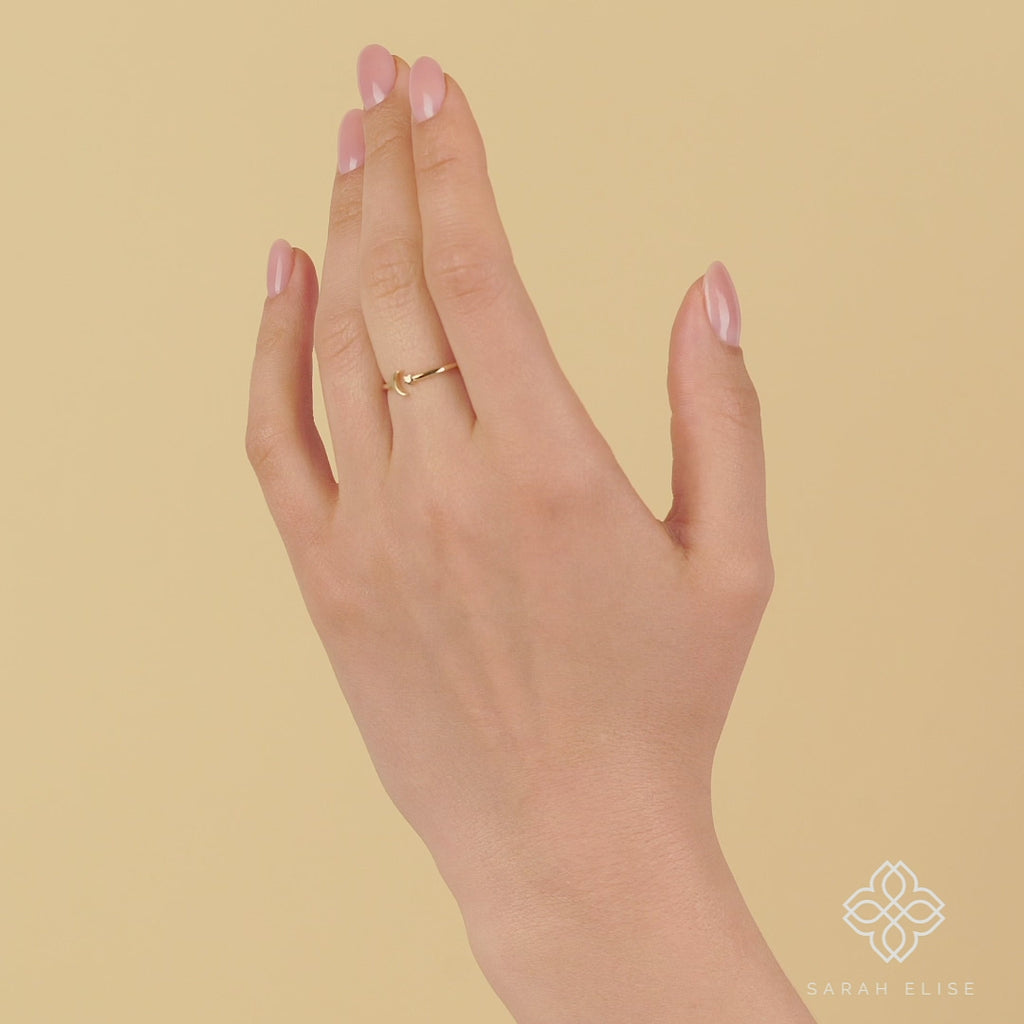 Open Cuff Moon and Star Ring