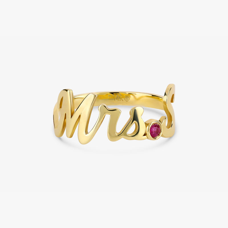 Mrs. Title and Initial Ring with Ruby