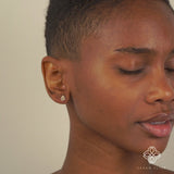 Video closeup of 14k Solid Gold Diamond Palm Earrings for her