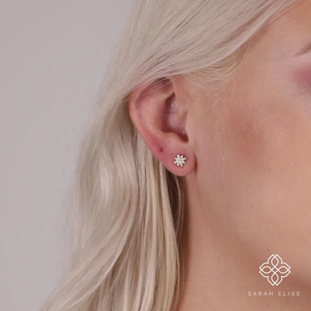 Natural Diamond dainty Starburst Earrings