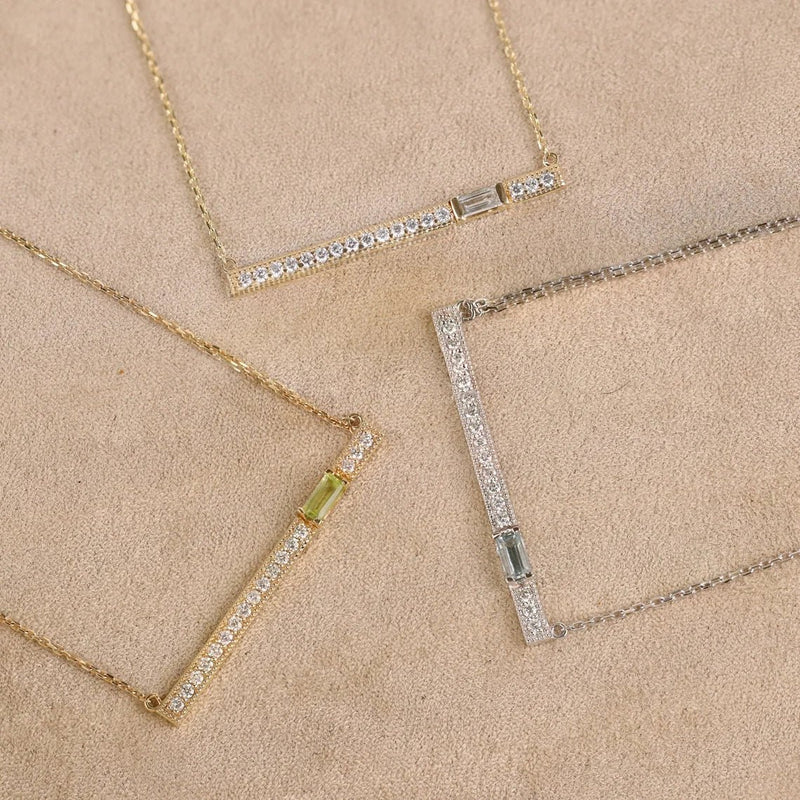 Handmade Aquamarine Bar Necklace