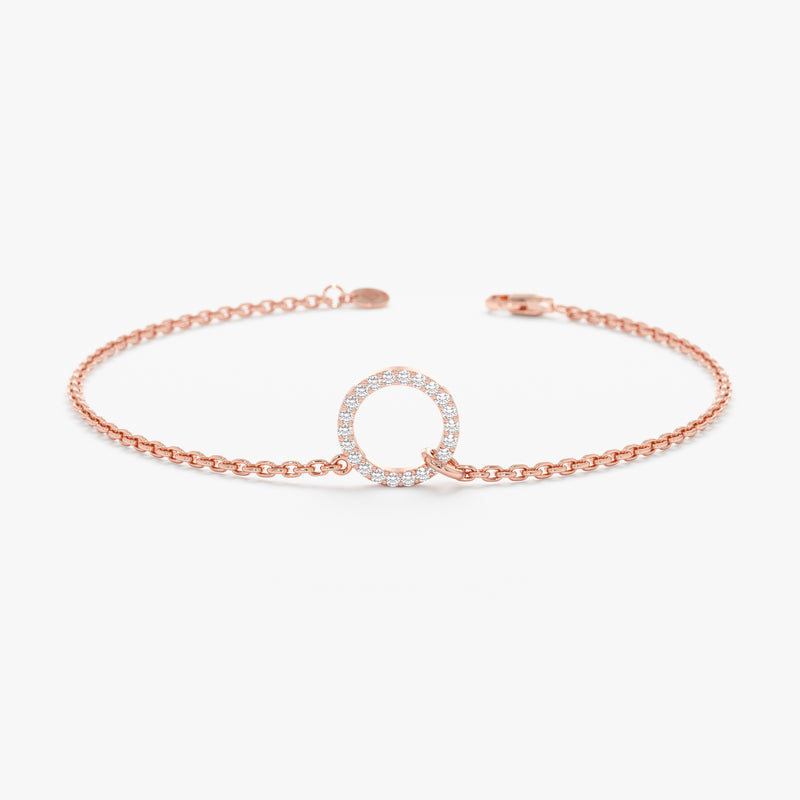 Rose Gold Pave Diamond Circle Bracelet