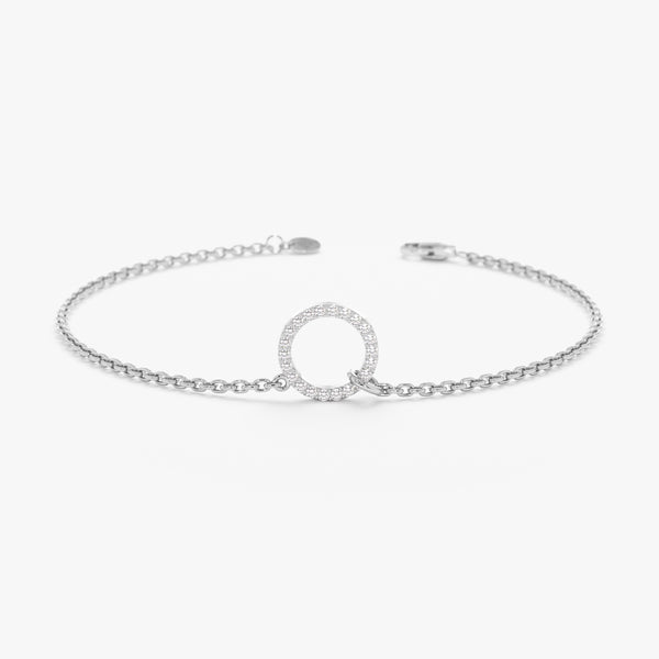 White Gold Pave Diamond Circle Bracelet