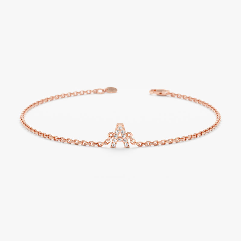 Rose Gold Diamond Initial Bracelet